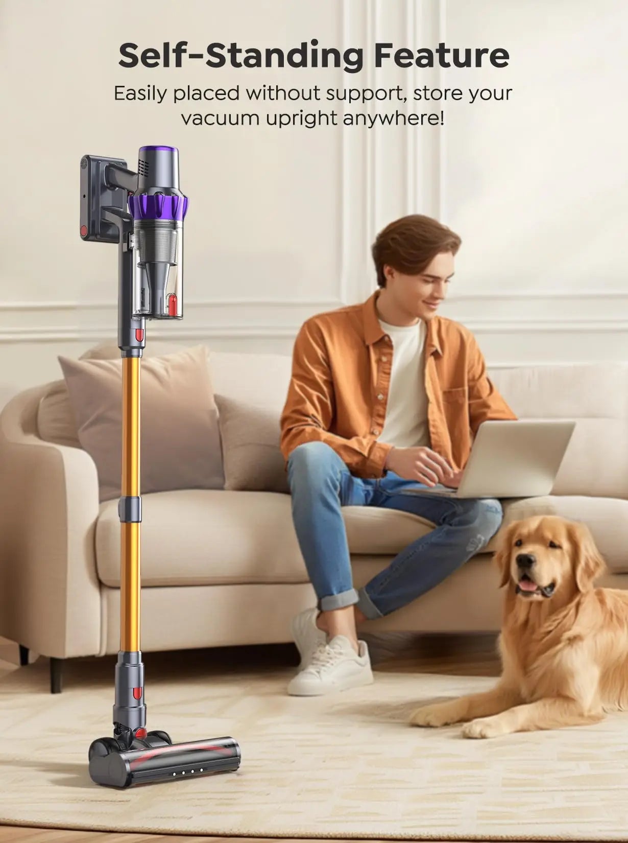 BUTURE 500W 48Kpa Suction Power Handheld Cordless Wireless Vacuum Cleaner for Home Appliance 1.5L Dust Cup Removable Battery