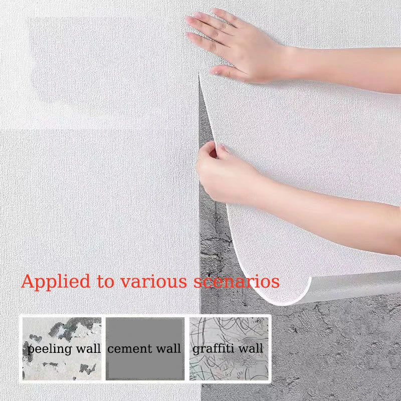 50cmX10m Linen 3D Foam Self-adhesive PVC Solid Color Thickened Waterproof Background Wall Renovation Wallpaper Wall Stickers