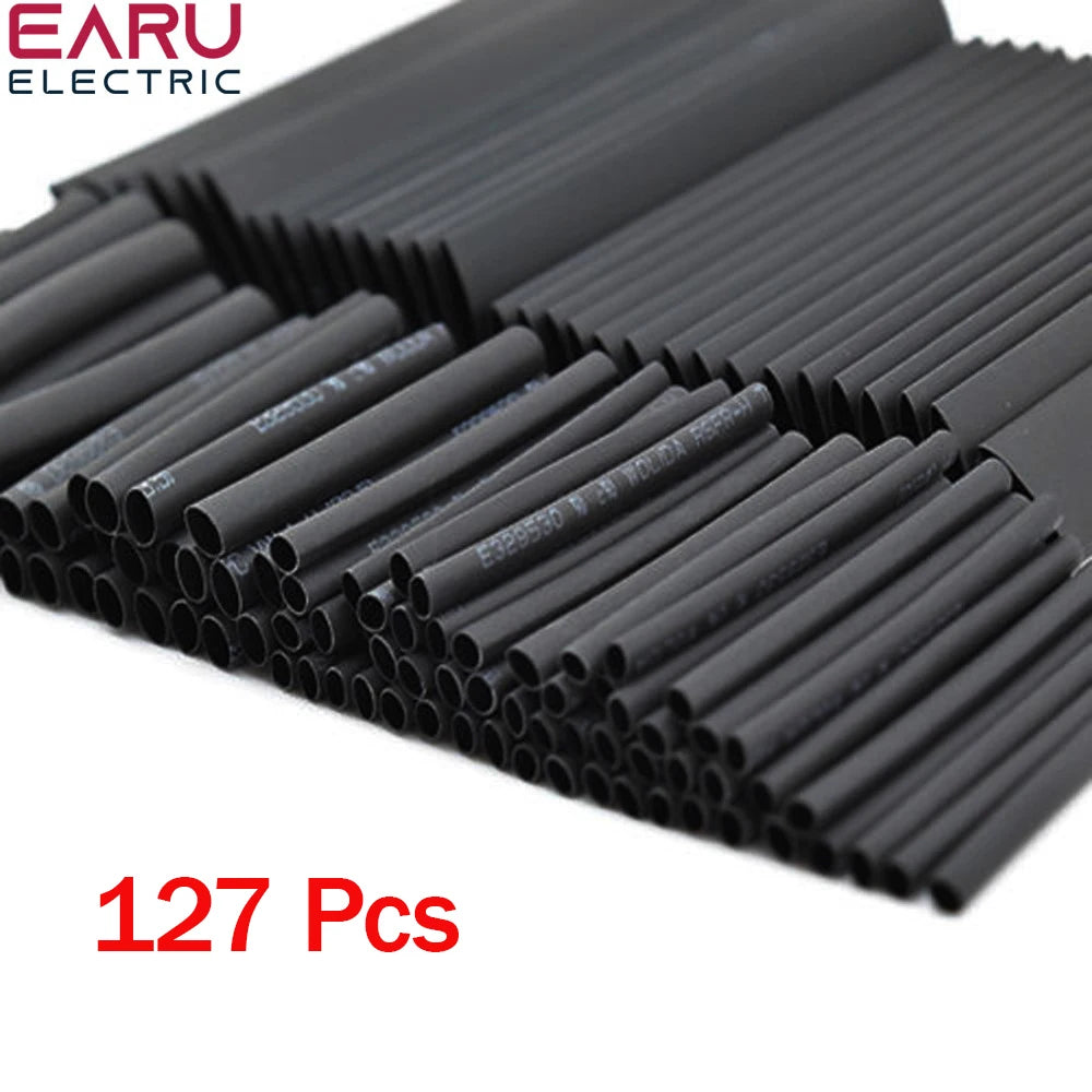 127Pcs Heat Shrink Tube Sleeving Tubing Assortment Kit Electrical Connection Electrical Wire Wrap Cable Waterproof Shrinkage 2:1