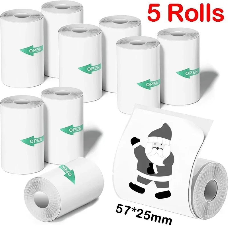 1/3/5 Rolls 57x25MM Mini Printer Sticker Paper for Most Kids Instant Camera Refill For Mini Pocket Printer Lable Note Photo