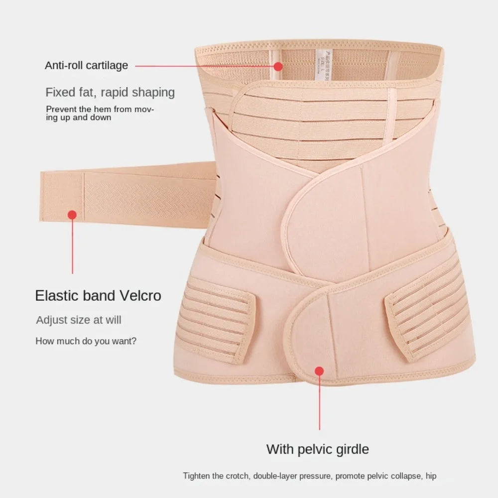 3pcs Breathable Postpartum Belly Belt Corset Postpartum Pelvis Belt Wrap Shapewear Sacroiliac Pelvic Restraint Band