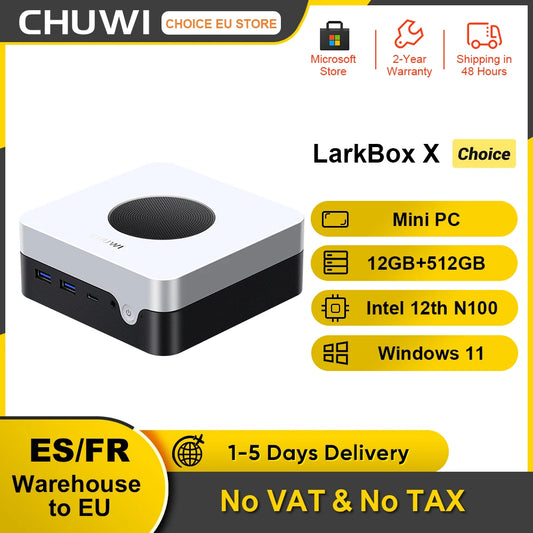 CHUWI LarkBox X Mini PC Intel N100 15W 12GB LPDDR5 512GB SSD Windows 11 WiFi 6 BT 5.2 Extended Storage Up To 1TB HDMI 4K 60Hz