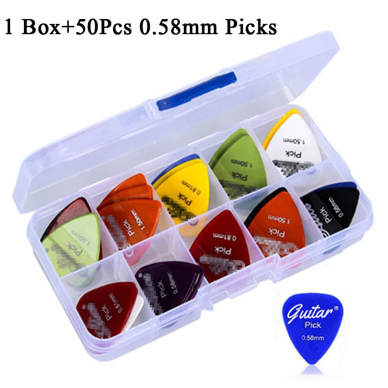 50Pcs/Set Electric Guitar Pick Acoustic Music Picks Plectrum 0.58/0.71/0.81/0.96/1.20/1.50mm Thickness Guitar Accessories GYH