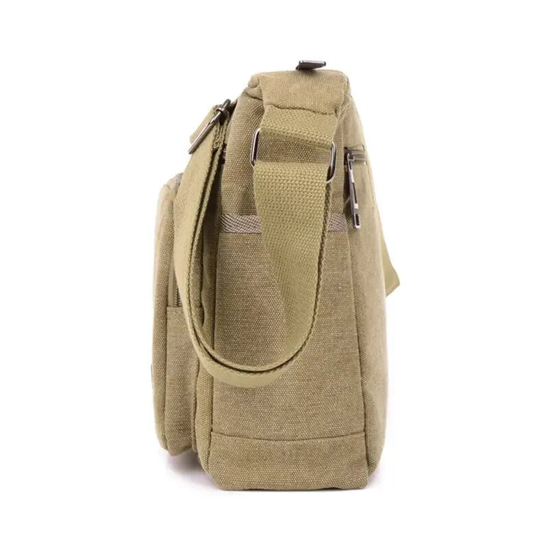 Canvas Shoulder Bag Bottle Men Women Casual Simple Fashion Retro Crossbody Cross Square Multi Layered