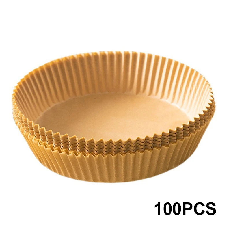 50/100Pcs Air Fryer Disposable Paper Liner Non-Stick Barbecue Plate Round Oven Pan Pad  For 16cm Air Fryer Micro-Wave