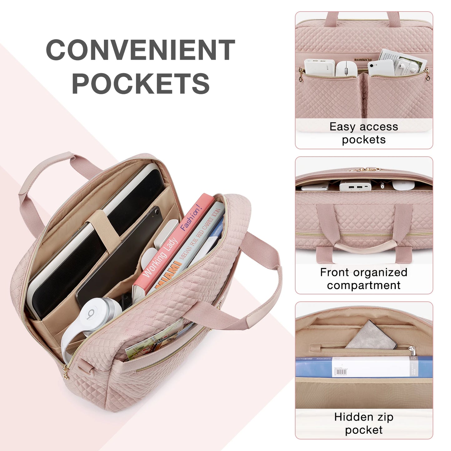 BAGSMART Laptop Bags for Women 15.6 17.3 inch Notebook Bag for Macbook Air Pro 13 15 Computer Handbag Briefcase Work Bag