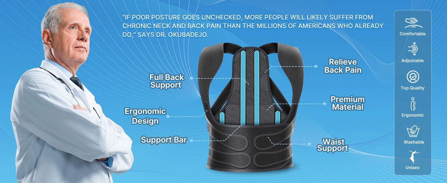 Back Brace Posture Corrector for Women & Men, Back Straightener Posture Corrector, Scoliosis and Hunchback Correction,Back Pain