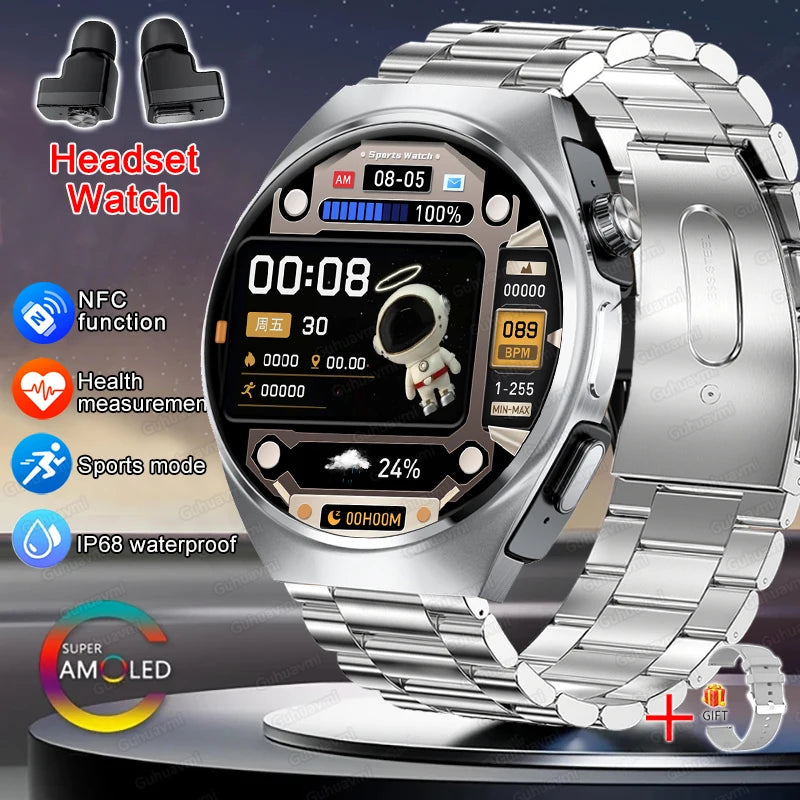 2024 New Smart Watch TWS Headset Two In One Wireless Bluetooth Dual Earbuds Call Health Monitor Sport Tracker NFC Smartwatch man