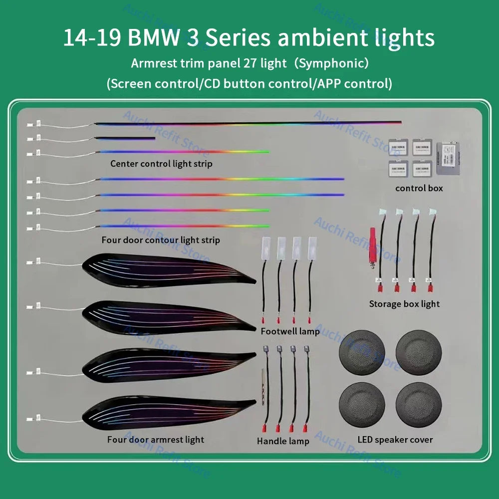 Car LED Ambient Light For BMW 3/4 Series 3GT F30 F31 F32 F34 App Control 256 Colour Symphony Decorative Lamp RGB Accessory Refit