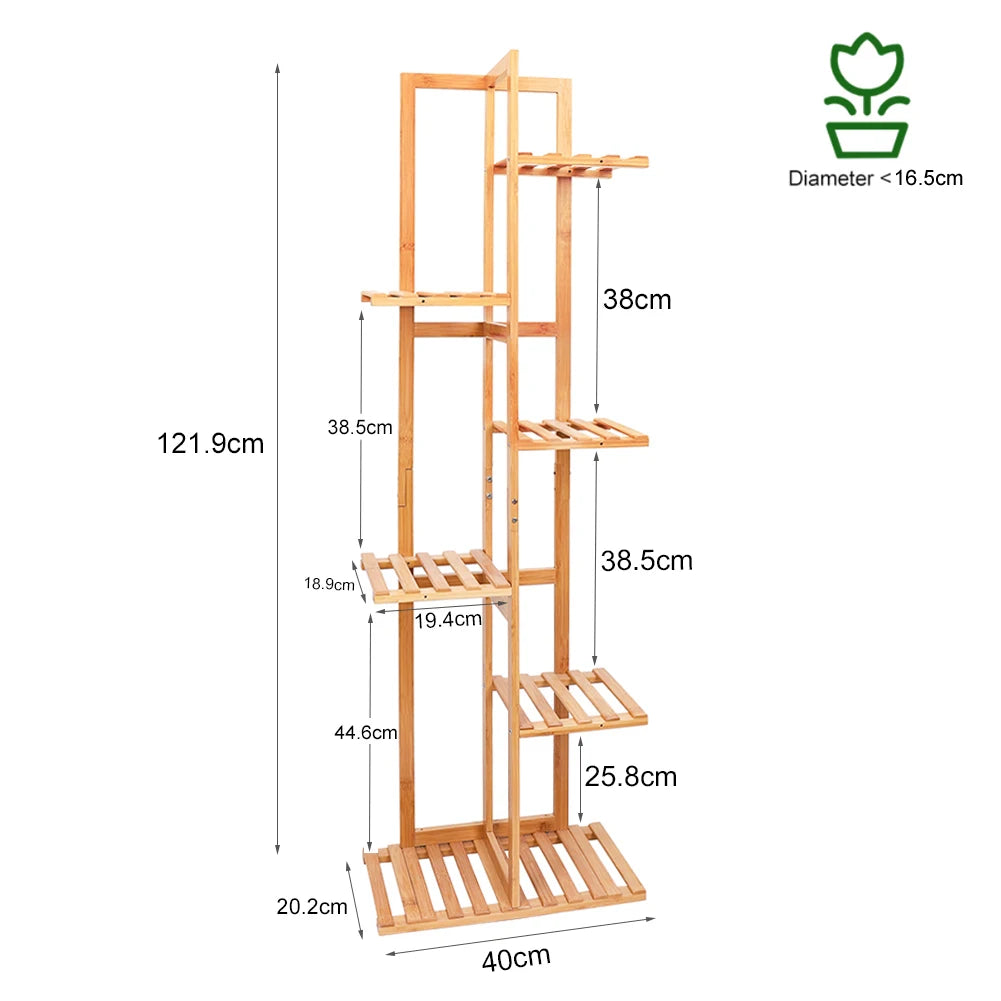 6/7 Pot Vertically Bamboo Flower Shelf Rack Plant Stand Pots Display Corner Shelving Home Indoor Outdoor