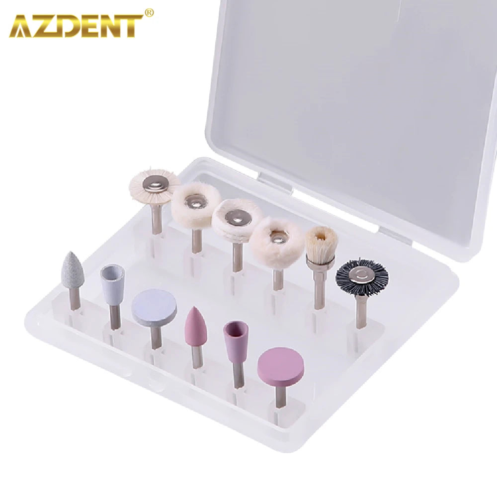 AZDENT 12PCS/Box Dental Composite Polishing Kit RA 2.35mm Polisher for Low Speed Hanpiece Porcelain Natural Teeth Nail Polishing