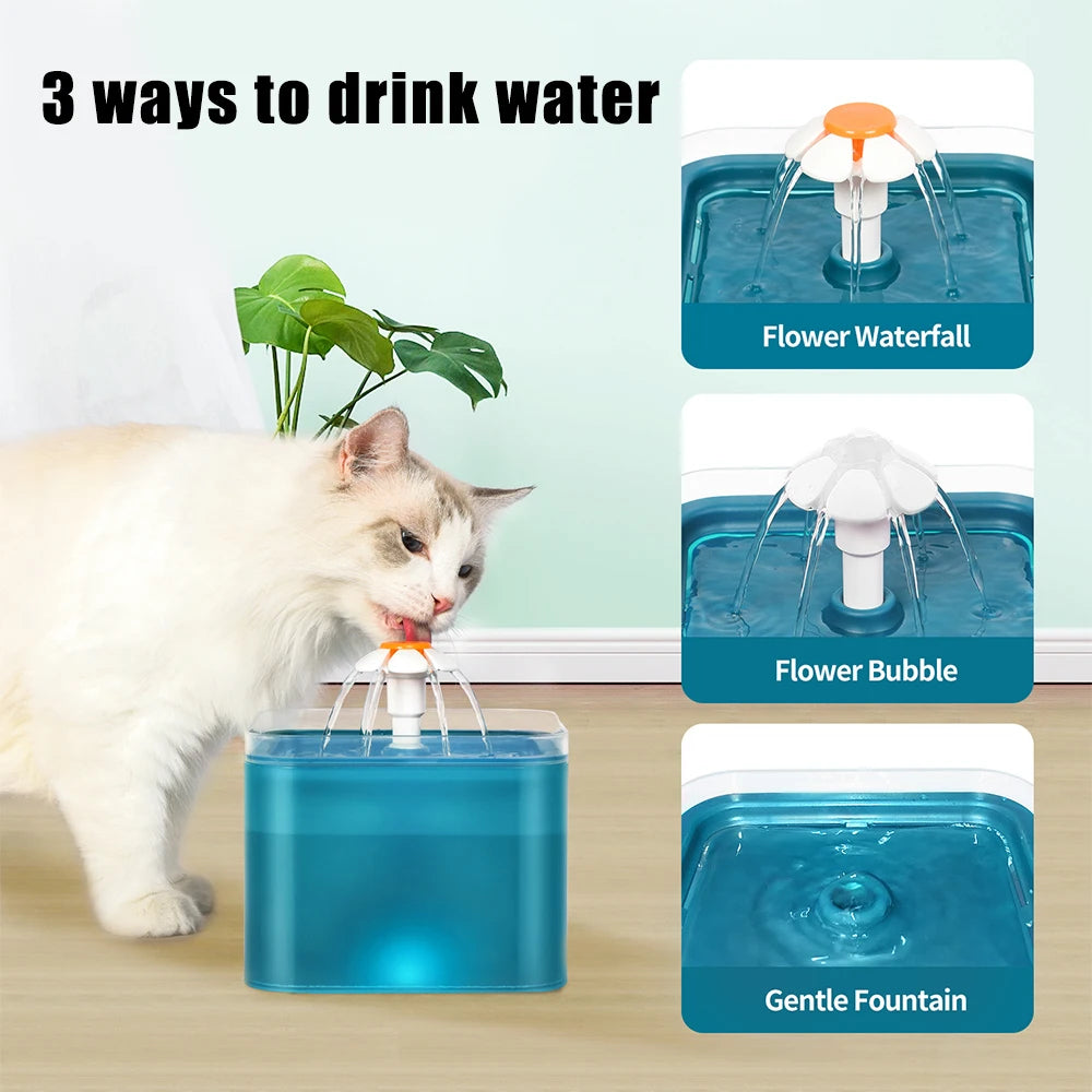 Cat Drinking Fountain for Clean Water Pet Water Dispenser with Recirculate Filtring Automatic with LED Lighting USB Charging