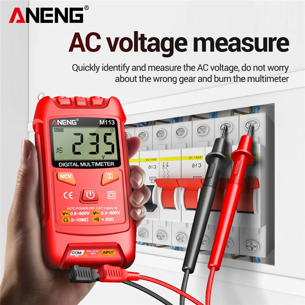 ANENG M113 Mini Digital Multimeter AC/DC Voltage Meter 1999 Counts Multimetro Ohm NCV Electricity Tools Measuring Instruments