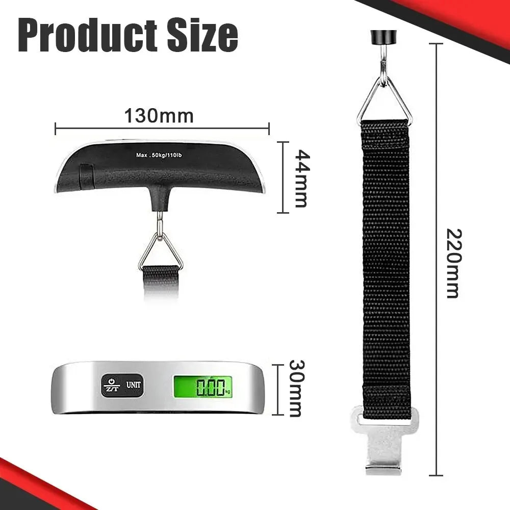 110lb/50kg Portable Scale Digital LCD Display Electronic Scale Weight Suitcase Travel Weighs Baggage Bag Weight Balance Tool