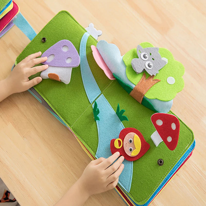 3D Montessori Baby Busy Board Felt Books Montessori Fine Motor Skills Activity Toys Quiet Cloth Books Preschool Teaching Aids