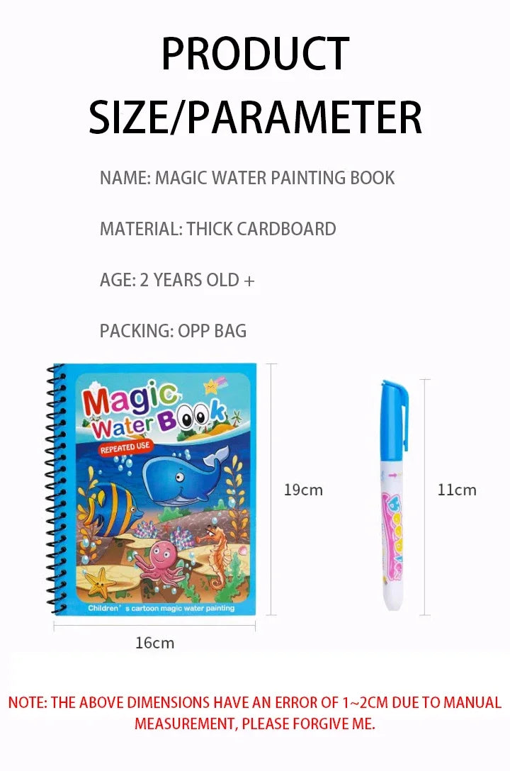 Children Early Education Toys Magical Book with Pen Water  Reusable Coloring Book Magic Drawing Book Drawing Montessori Toys Gif