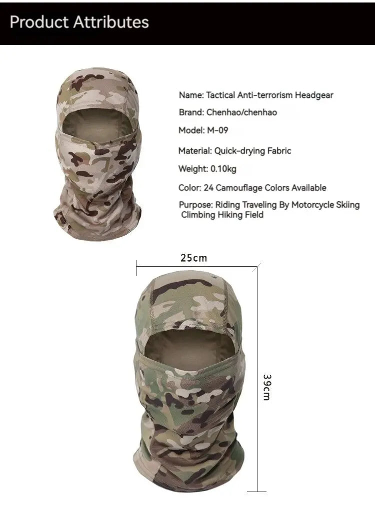 Camouflage Outdoor Riding Mask Outdoor Sun Protection Single Hole Quick Dry Mesh Mask