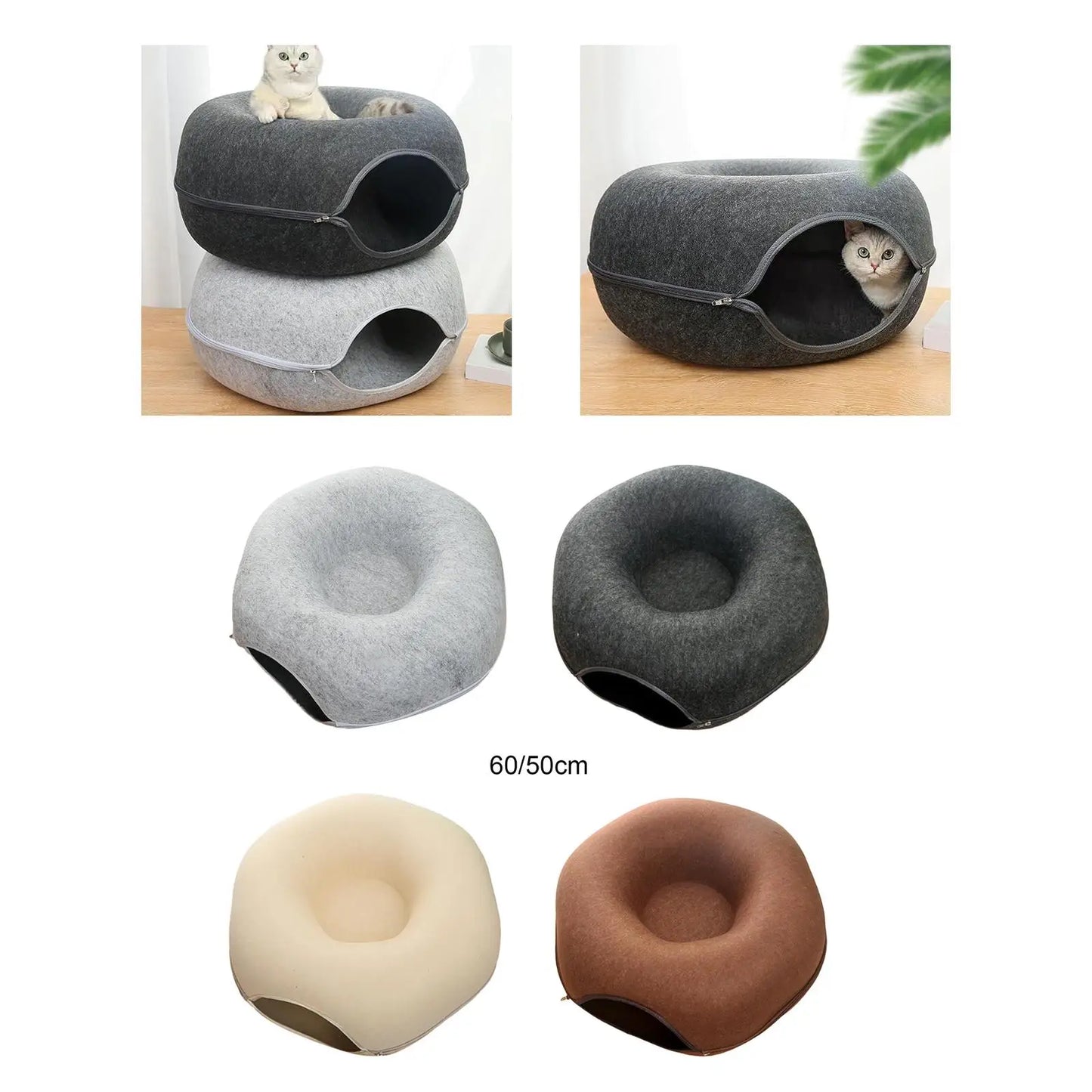 Cat Tunnel Bed Cat House Semi Enclosed Scratch Resistant Toys Pet Accessories Detachable Hideout Indoor Cats Cat Donut Tunnel