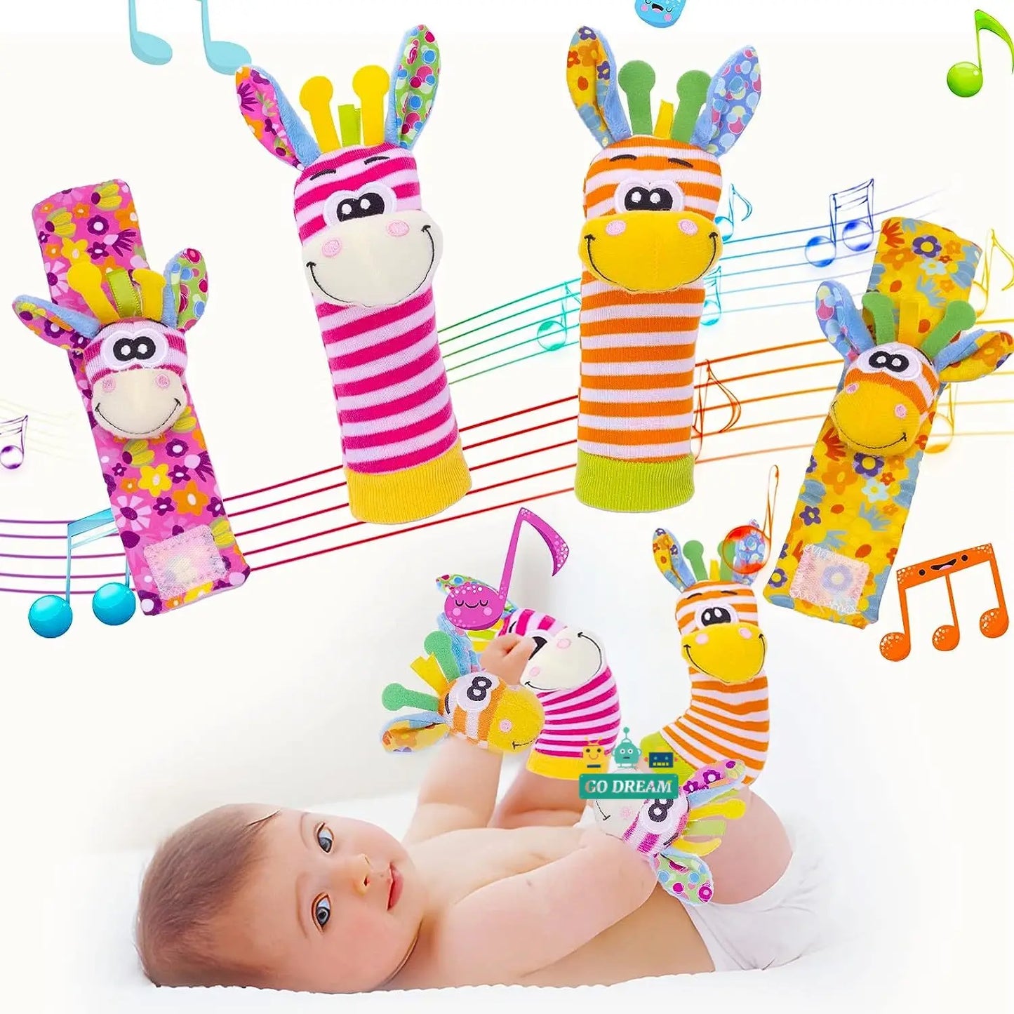 Baby Infant Wrist Rattle Socks Toys 0-12 Month Girl Boy Learning Toy Early Educational Development Cute Toddlers Sensory Gifts