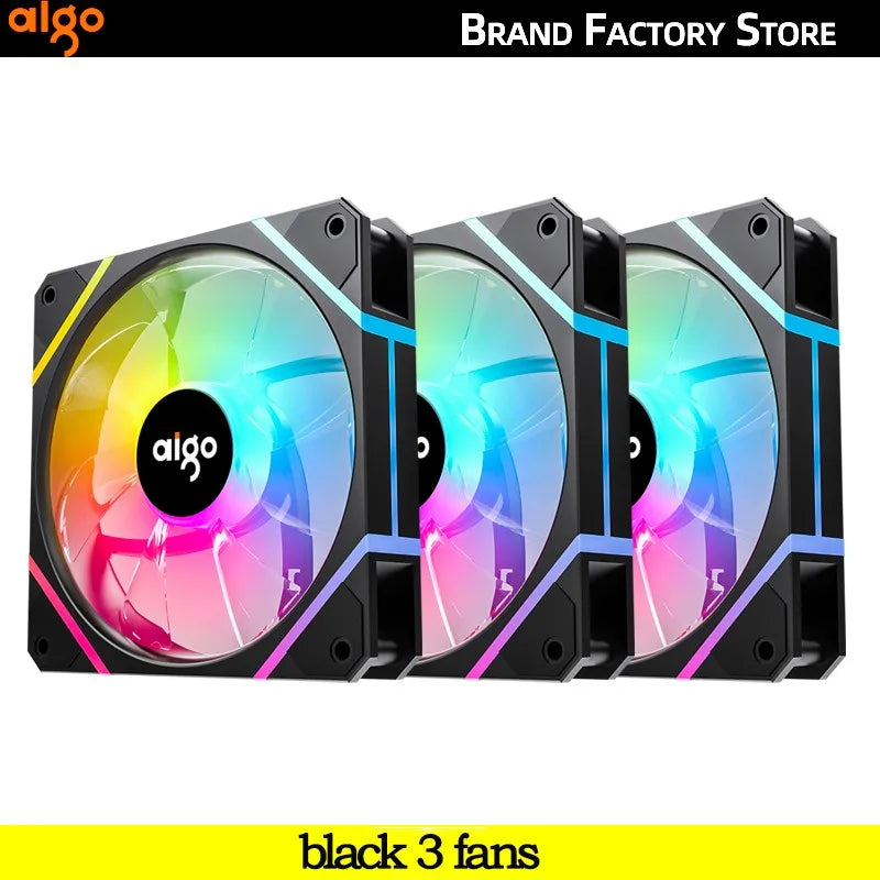 Aigo AM12PRO Rgb Fan Ventoinha PC 120mm Computer Case Fan Kit Water Cooler 4pin PWM CPU Cooling Fans 3pin5v argb 12cm Ventilador