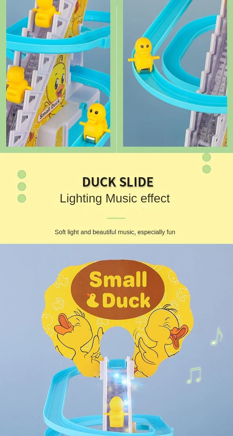 Audible and Visual Little Duck Climbing Stairs, CHILDREN'S Electric Track, Music Little Yellow Duck Sliding Slide