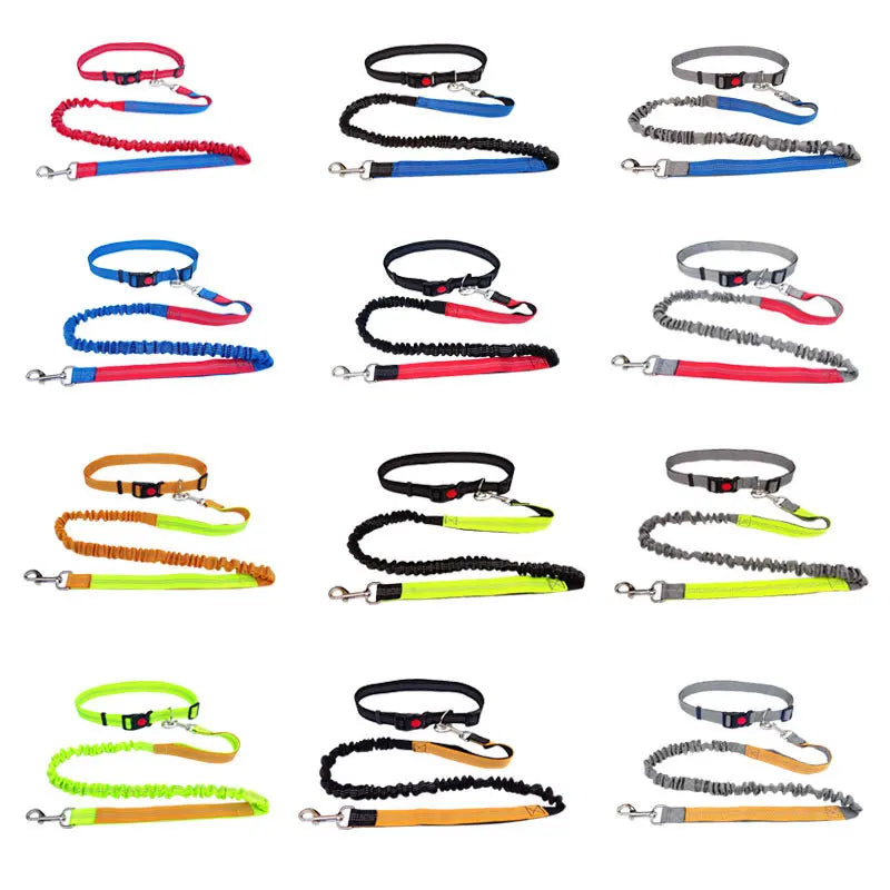 Adjustable Hand Free Dog Leash for Dog Pet Walking Running Jogging Dog leashes Waist Belt Chest Strap Traction Rope pet collars