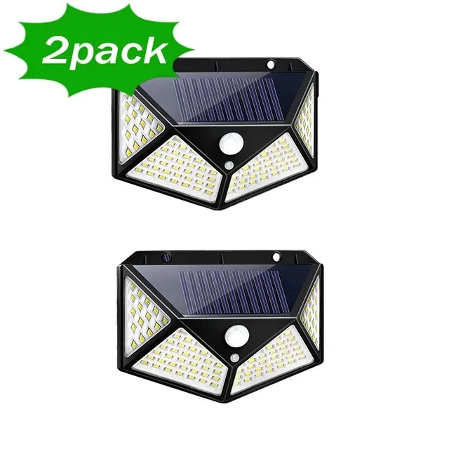 1/2/4/6/10PCS 100 LED Solar Wall Lamp 4 Sides Luminous With Motion Sensor Outdoor Garden Courtyard Waterproof Wall Light