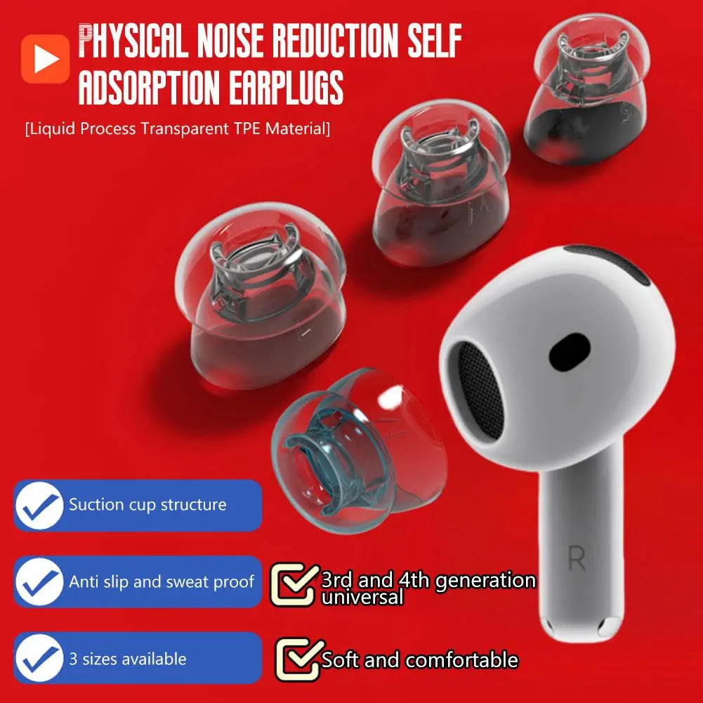 Anti Slip Silicon For Apple AirPods 4 Ear Tip Physical Noise Cancelling Headphone Covers Replacement Earbud Cap Eartips