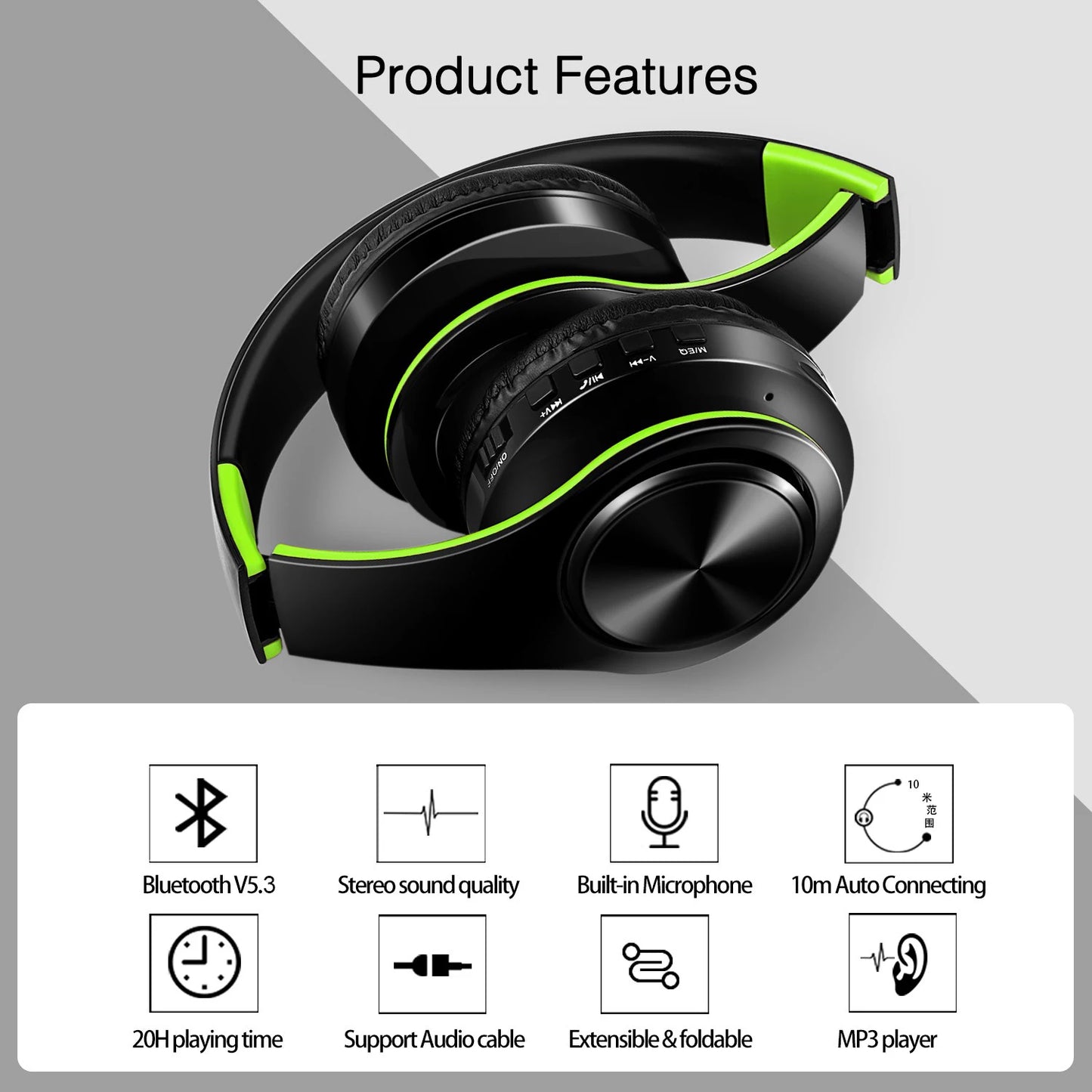 2024 Colorfuls Music Earphones Wireless Stereo Headphones Bluetooth Headset with Mic Support TF Card Phone Calls