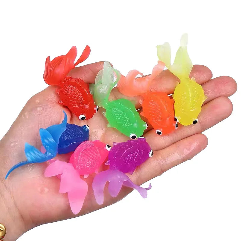 Children's 10Pcs/Set Kawaii Simulation Rubber Goldfish Baby Bath Water Play Games Toys for Kids Toddlers Bathing Shower Gifts