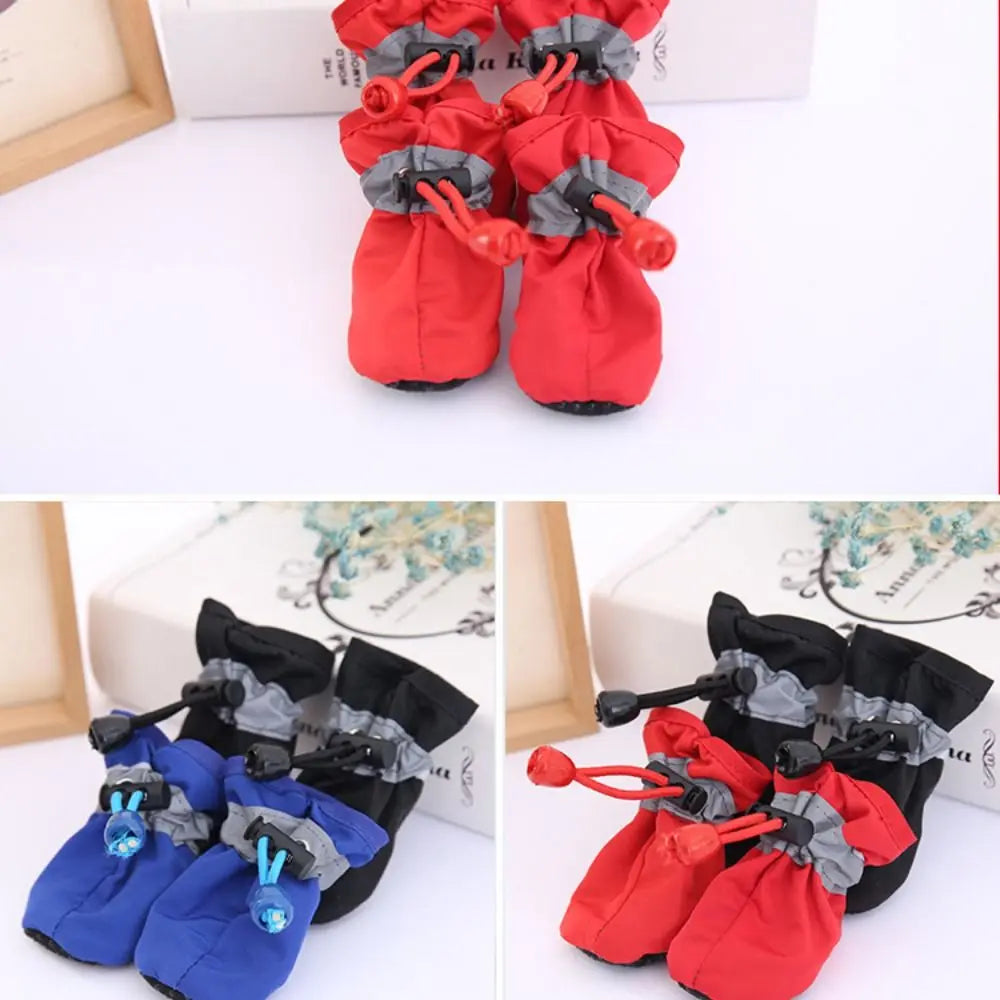 4Pcs Winter Pet Dog Shoes Warm Snow Anti-slip Boots Fur Puppy Small Big Dogs Cat Puppy Socks Pet Rain Shoes