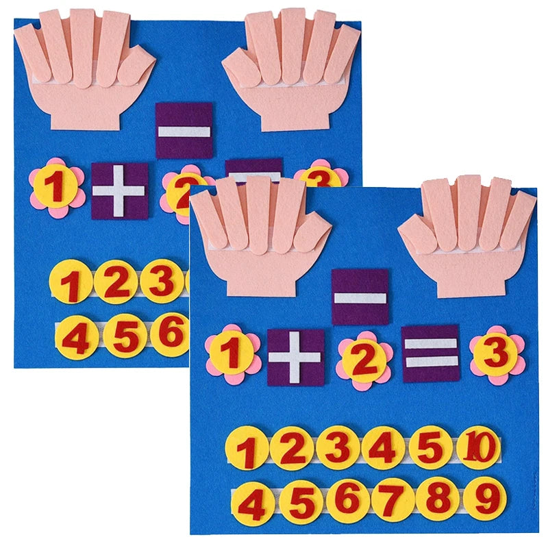 2PCS Kindergarten Felt Finger Math Busy Board Montessori Educational Learning Kids Toy Preschool Manipulatives for Classroom