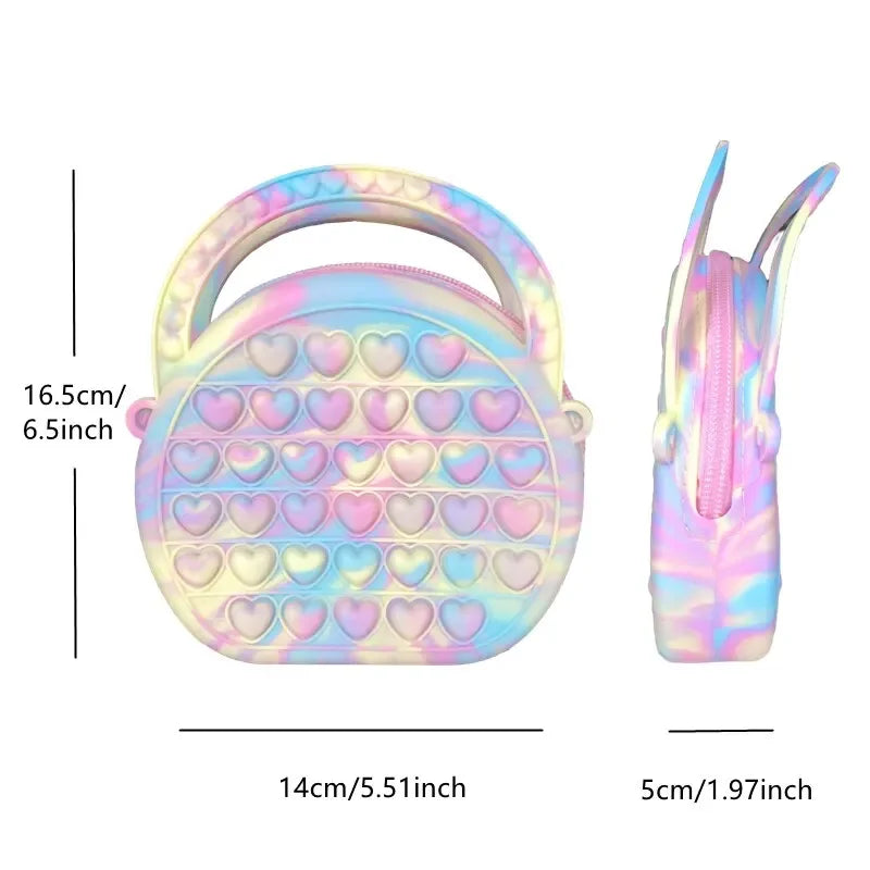 1pc Pop Purse Silicone Sensory Push Pop Bubble Bag Crossbody Bag Antistress Toys Cartoon Unicorn Handbag Coin Pouch For Kids