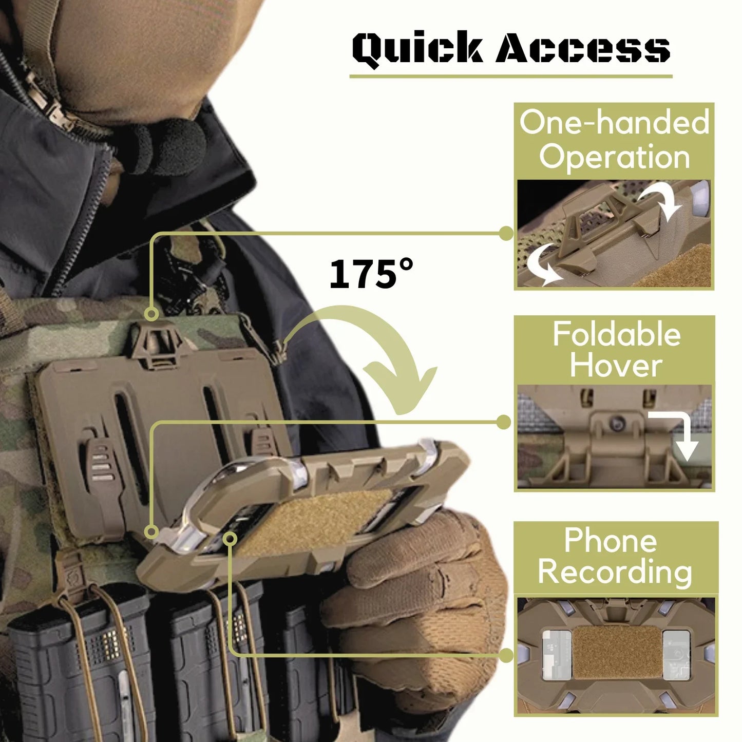 Airsoft Plate Carrier Molle Phone Carrier Outdoor Navigation Board, Quick Access Foldable Holder Vest Chest Rig Mount