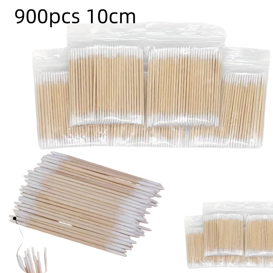 900/100/300pcs Disposable Wooden Micro Bud Swabs Lint Free Eyelash Extension Glue Removing Tools Makeup Mini Brush