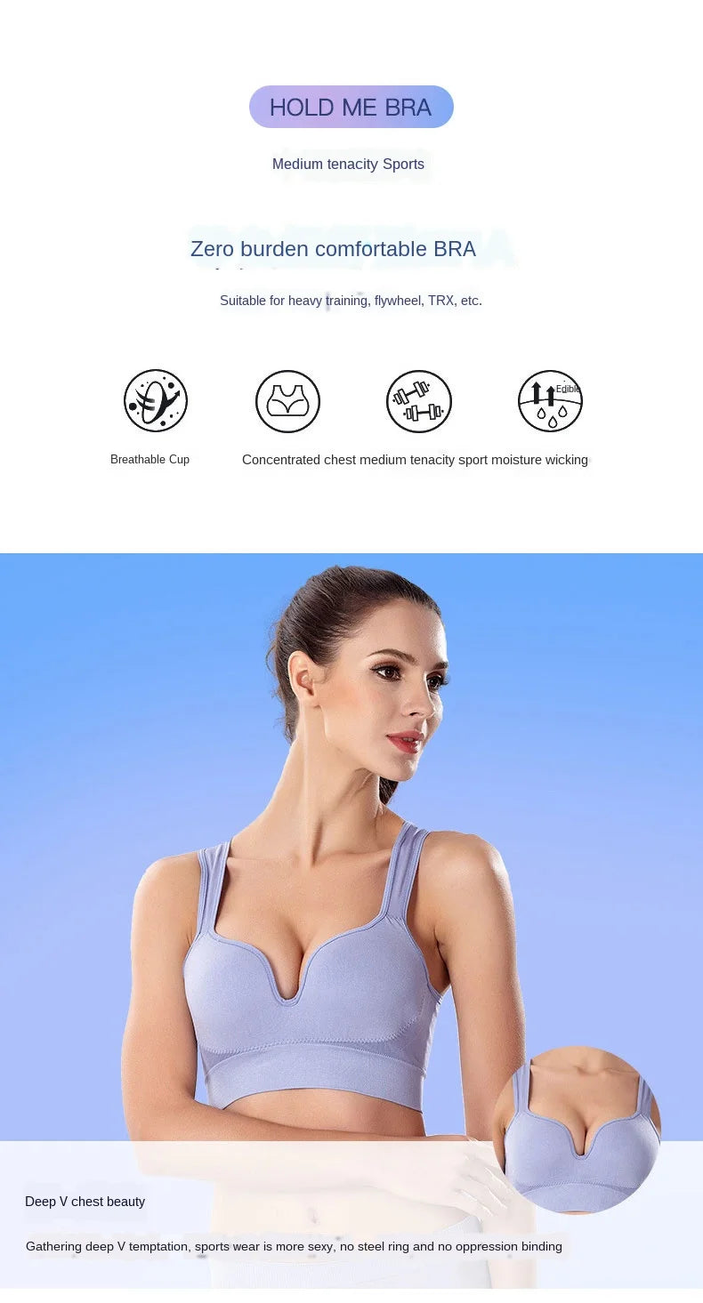 3D Sports Vest Breathable No Steel Ring 3D Cup Bra Yoga Bralette Women's Underwear Fitness Running Adjustable Brassiere