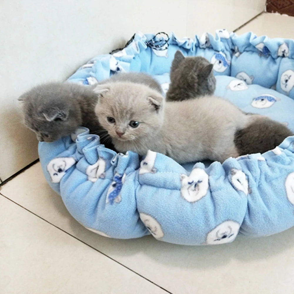 Bed cats Soft Pet Bed Round Donut Washable Comfortable House with Pull Rope for Cats and Dogs Beds and furniture Cat Accessories