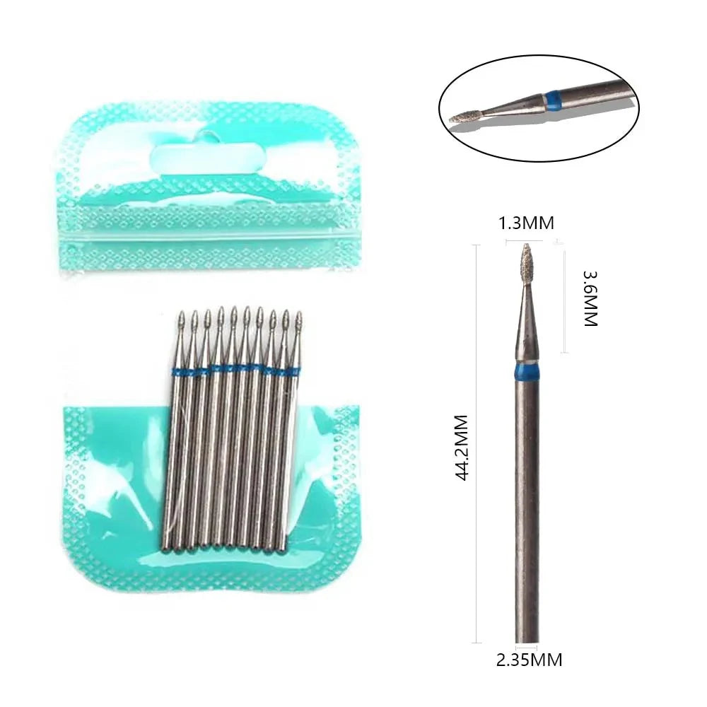 10pcs Diamond Milling Cutter Nail Drill Bits Set For Manicure Accessory Pedicure Eletric Machine Nail Bit Brush Burr Tools