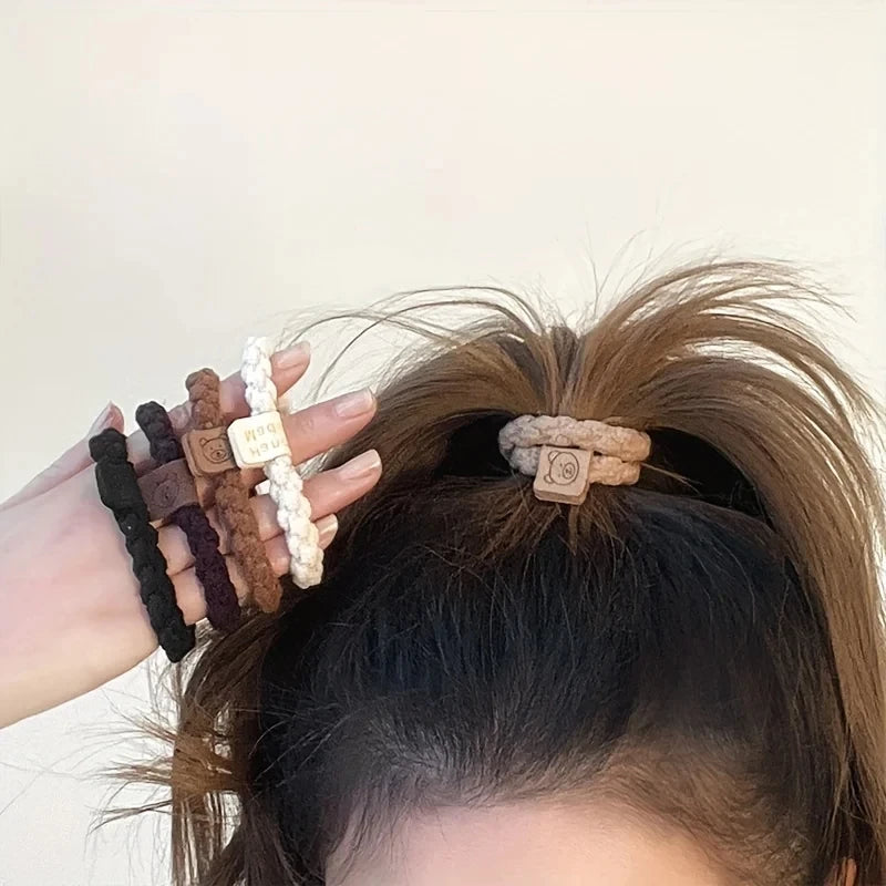 10PCS Headband Leather Band Female High Ponytail Holster Hair Accessories Simple High Elasticity Durable Rubber Band Hair Circle