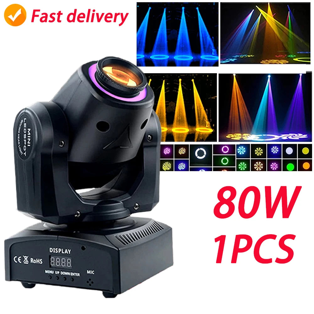 2024 LED Lights DJ Disco Shaking Head Flash 1/2/4PC 80W Moving Head Spotlight Pattern Lights Bar Club Performance Event Ballroom