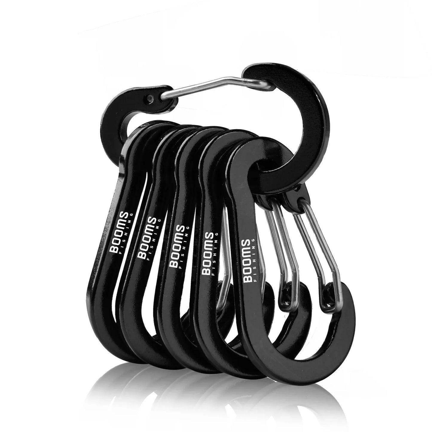 Booms Fishing CC1 6Pcs Aluminum Alloy Carabiner Keychain Outdoor Camping Climbing Snap Clip Lock Buckle Hook Fishing Accessories