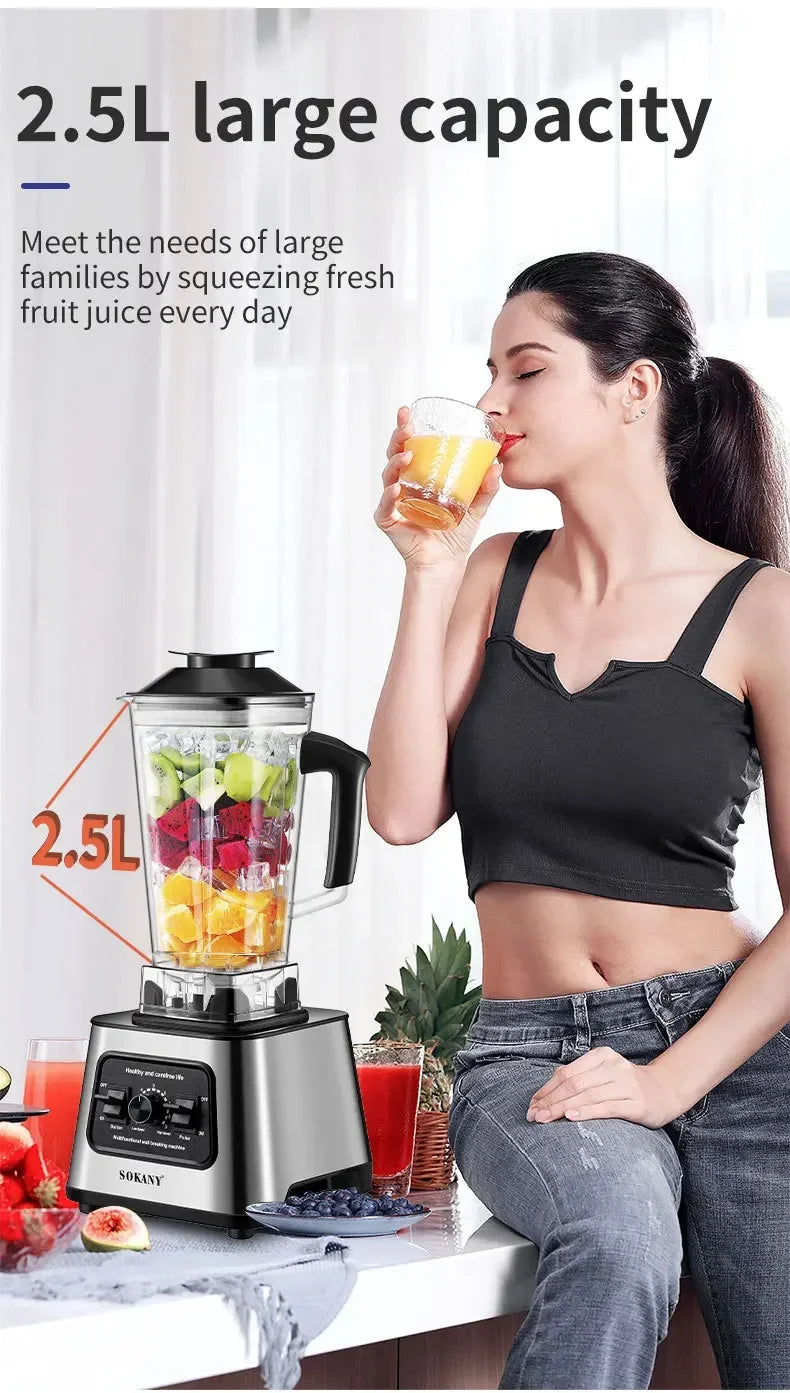 6000W Powerful Blender, Blender Smoothie Maker Table Blender with 2.5L Container, Professional Blender Mixer for Ice,Nut,Fruit