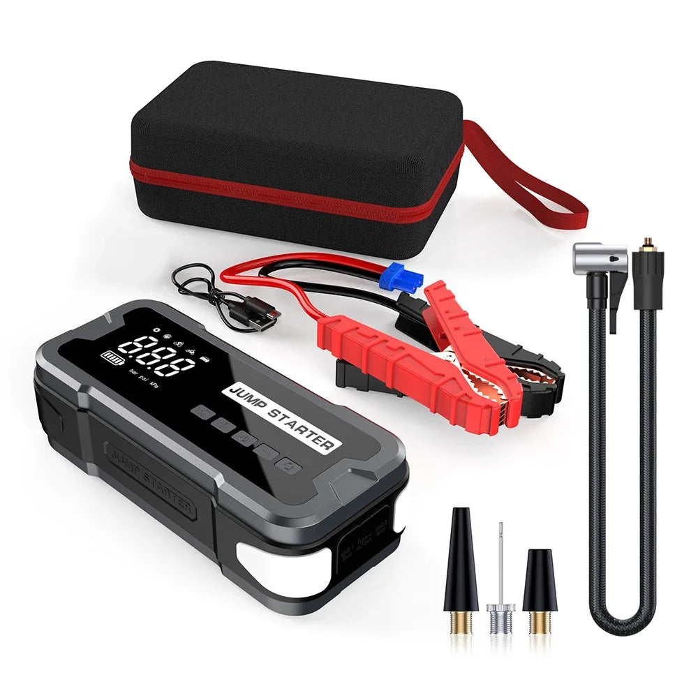 4000A Car Jump Starter Air Pump 25 Cylinder Inflatable Pump with Air Compressor Jumper Box 24000mAh Power Bank Battery Charger