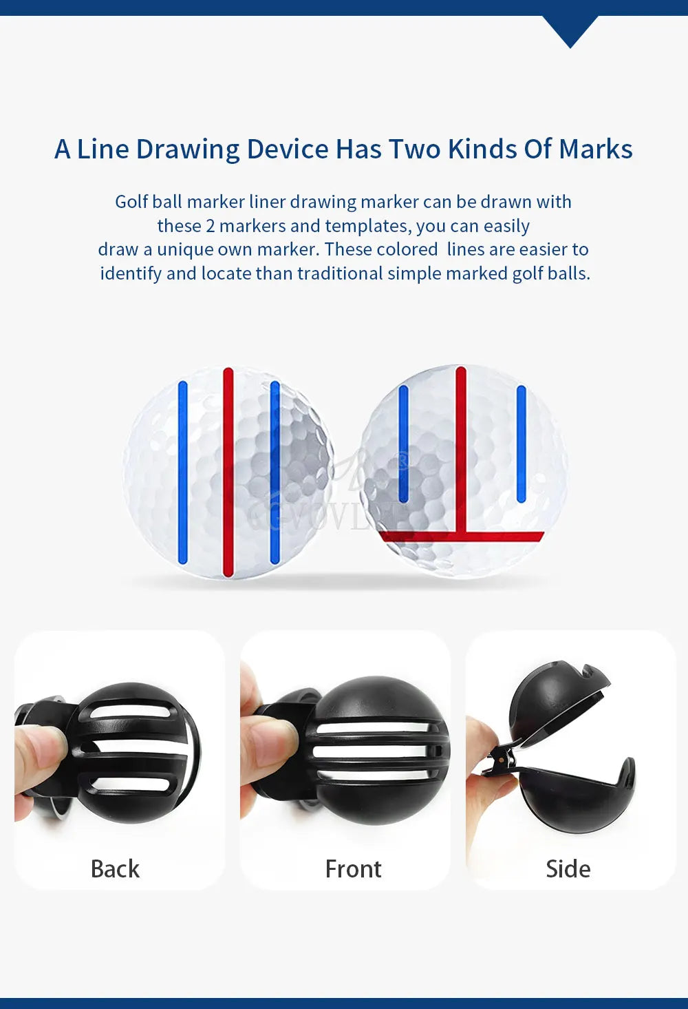 1set Golf Marker Hand Tools with pens Golfing Marker Tool Alignment Kit with Marker Pen Golfs Balls Drawing Line Tool New