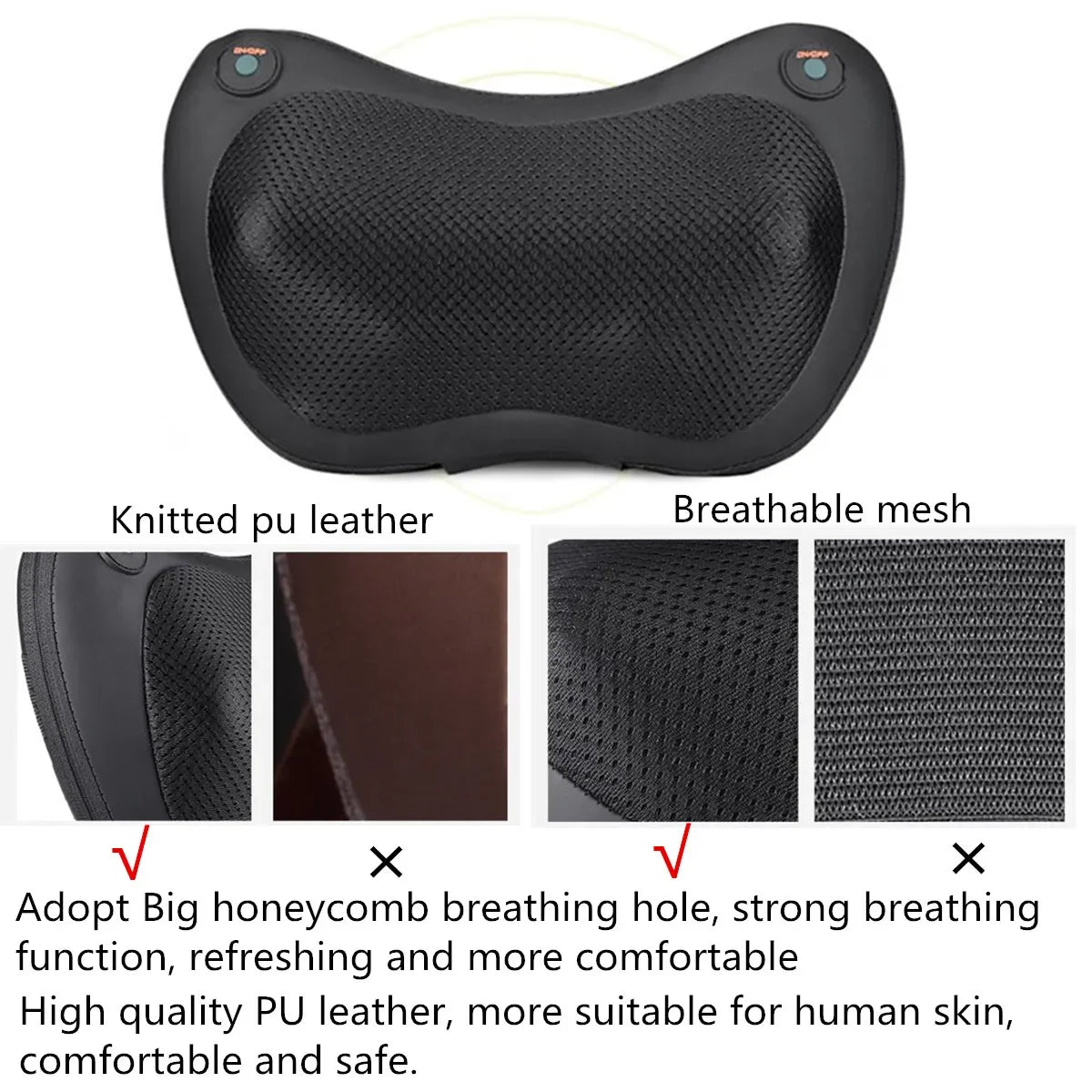 4-Heads Shiatsu Massage Pillow 3 speed Electric Head Relax Infrared Heating Shoulder Back Neck Cervical Massager for Car Home