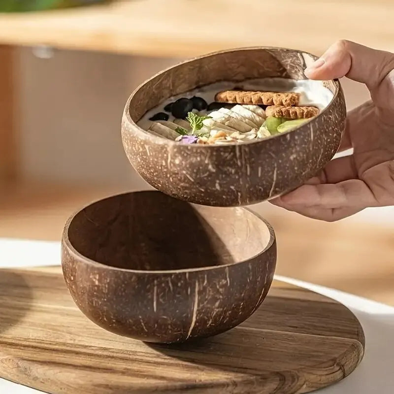 Coconut Bowls For Serving Dishes Wooden Salad Wood Reusable Bowl Serving Utensils Natural Coconut Shell Bowls Breakfast Party