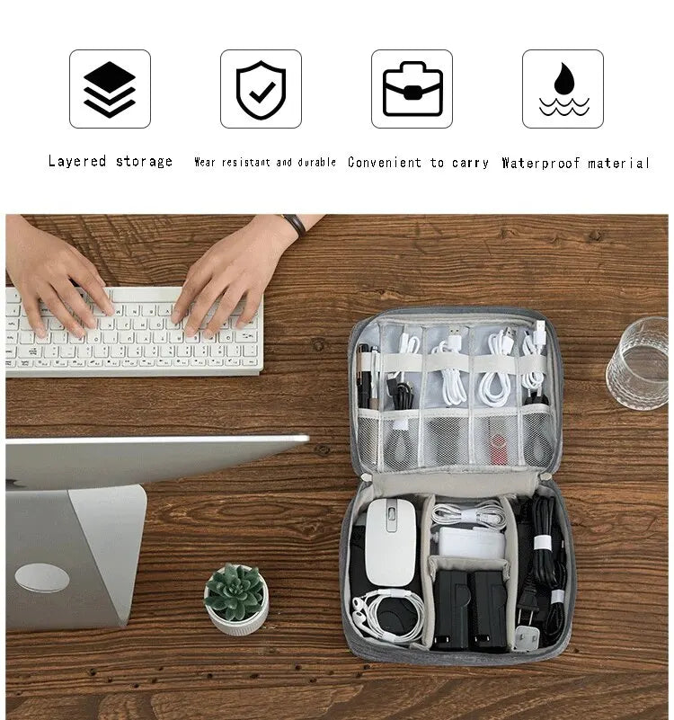 Cationic Digital Bag Portable Waterproof Data Cable Storage Box Travel Cosmetics Storage Bag