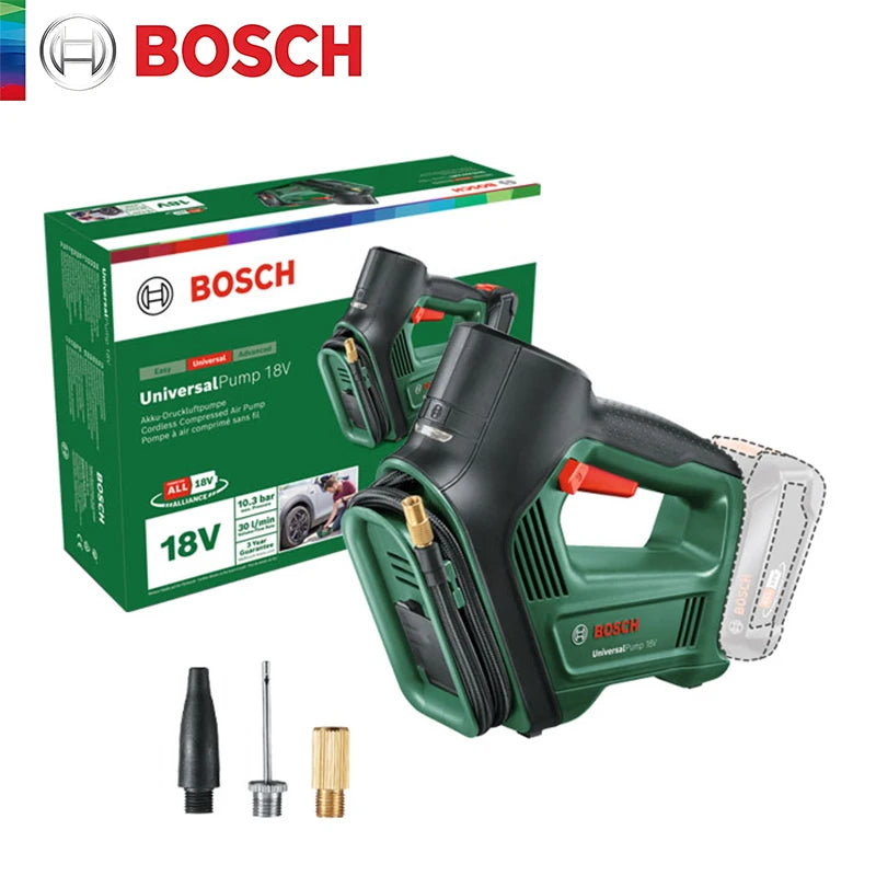 Bosch 18V Air Pump Universal Cordless Electric Air Compressor for Car Motorcycle Bicycle Tire Inflator with Air Pressure Display