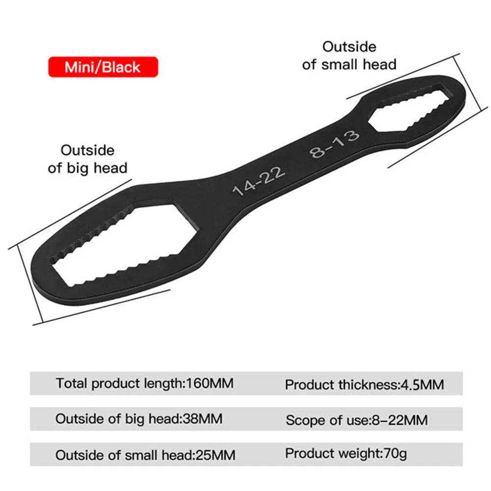 8-22mm Universal Torx Wrench Self-tightening Adjustable Glasses Wrench Board Double-head Torx Spanner Hand Tools for Factory