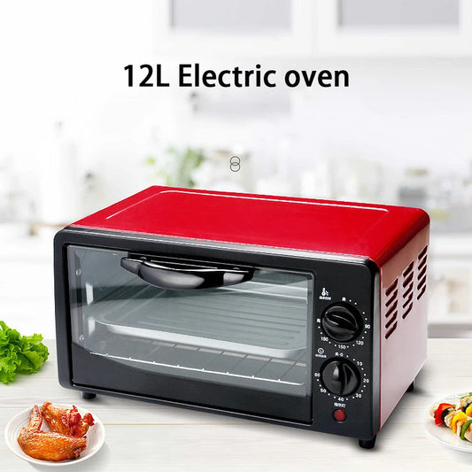 12L Timing Electric Oven With Grill Cooker Household Baking Machine Temperature Control Breakfast Machine Cake Baking EU Plug